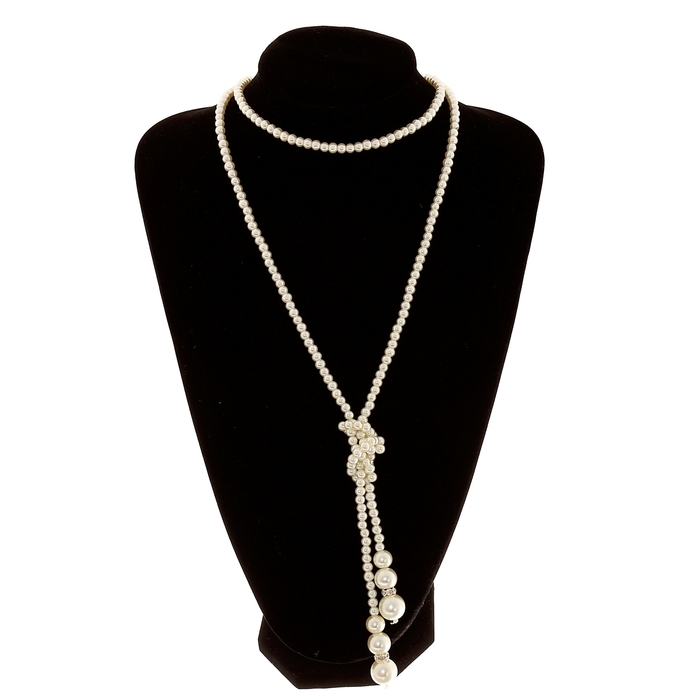 Бусы &laquo;Жемчуг&raquo; узел, шар №2,6,8,10, цвет молочный, L=60 см