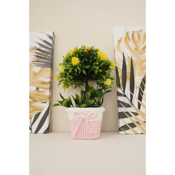 Кашпо для цветов плетёное &laquo;Бантик&raquo;, 10,5&times;10,5&times;8 см, цвет МИКС