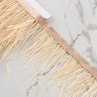 Тесьма с перьями страуса, 8-10 см, 5 &plusmn; 0,5 м, цвет слоновая кость