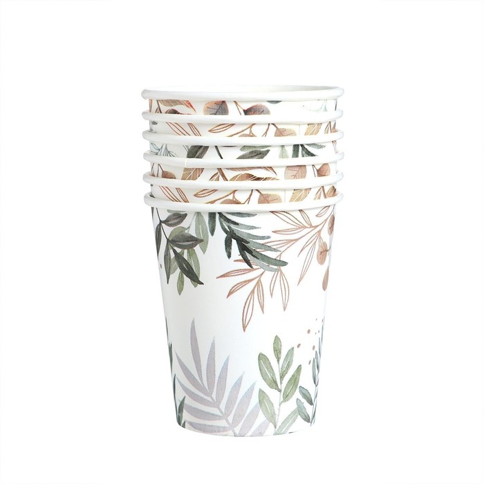 Набор бумажной посуды одноразовый Природа&raquo;, 6 стаканов, 6 тарелок