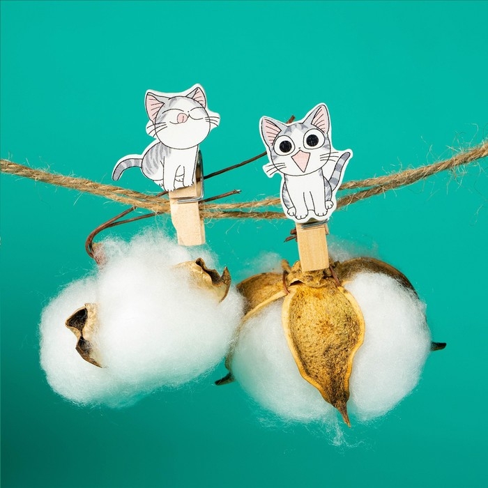 Набор для фото и декора &laquo;Котята&raquo;, в наборе прищепки 10 шт., верёвка 100 см