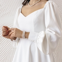 Браслет жемчуг &laquo;Пружинка&raquo; стразинки, шар № 6, цвет белый в серебре, L=6 см