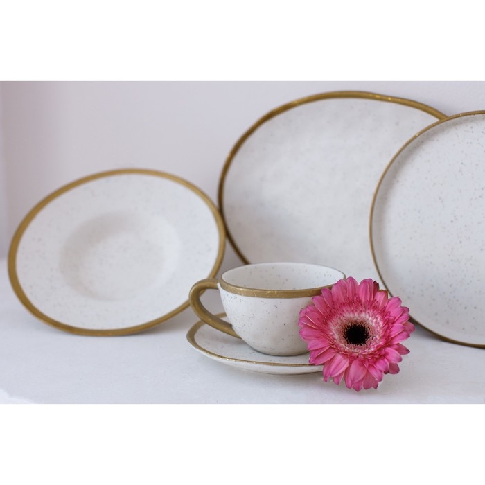 Тарелка глубокая фарфоровая Magistro Poursephona, 330 мл, d=19,5 см, цвет бежевый