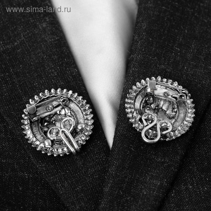 Зажим для кардигана &laquo;Овал&raquo; в рамке, цвет серый в чернёном серебре