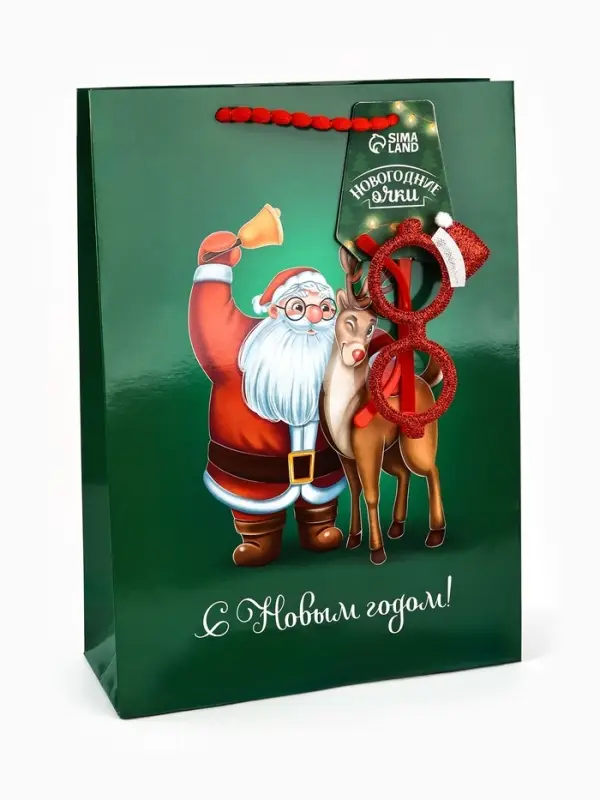 Пакет подарочный &laquo;Новогодний&raquo;, с очками, 31 &times; 11 &times; 40 см