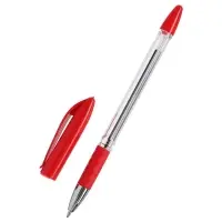 Ручка шариковая 0.5 мм, стержень красный, с резиновым держателем