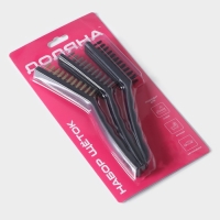 Набор щёток универсальных Доляна, 3 шт, 21&times;2&times;2,5 см, рабочая часть 8,5&times;1,5&times;1,5 см, цвет чёрный