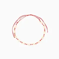 Браслет на ногу (анклет), длина 18 см, цв. белый, красный