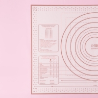 Коврик для выпечки и раскатки теста с разметкой Доляна &laquo;Ингридиенты&raquo;, армированный, силикон, 66&times;46&times;0,04 см, белый/кофейный