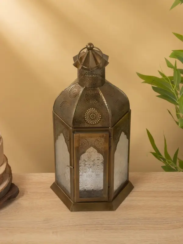 Подсвечник фонарь "Золотой шатёр" железо 20х20х37 см