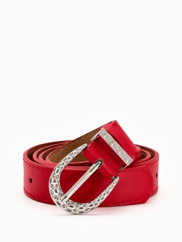 Ремень жен 05-01-02-01, Июнь2509, 3*0,3*110 см, без винта, пряж металл, 1 прокол, красный