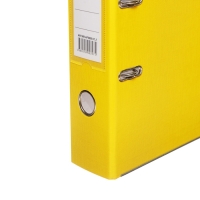 Папка-регистратор А4, 75 мм, Calligrata, ПВХ, тиснение "лен", металлическая окантовка, карман на корешок, собранная, желтая, микс