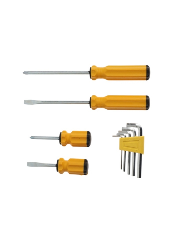 Набор инструментов в блистере ЛОМ, отвертки PH1 и SL5 4 шт., шестигранные ключи 5 шт.