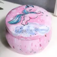 Шкатулка металл круглая "Единорожек" МИКС 5х6,5х6,5 см