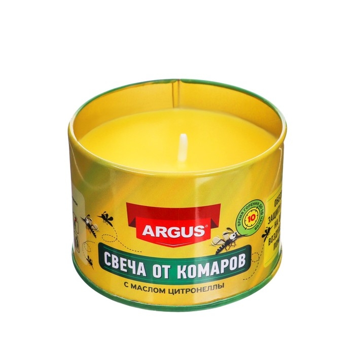Антимоскитная свеча ARGUS, с маслом цитронеллы, банка с крышкой, 80 г