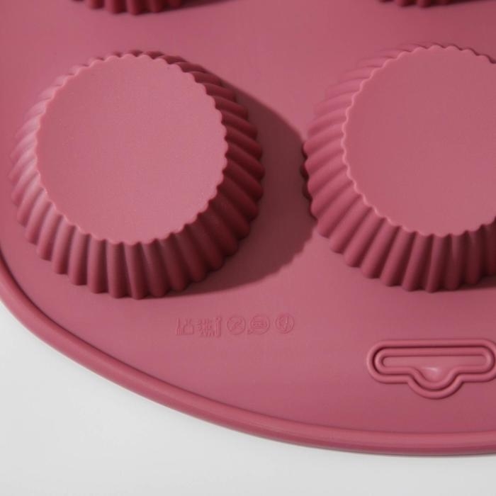 Форма для выпечки Доляна &laquo;Сладости. Круг реб&raquo;, силикон, 27&times;22&times;3 см, 9 ячеек (6&times;6&times;3 см), цвет МИКС