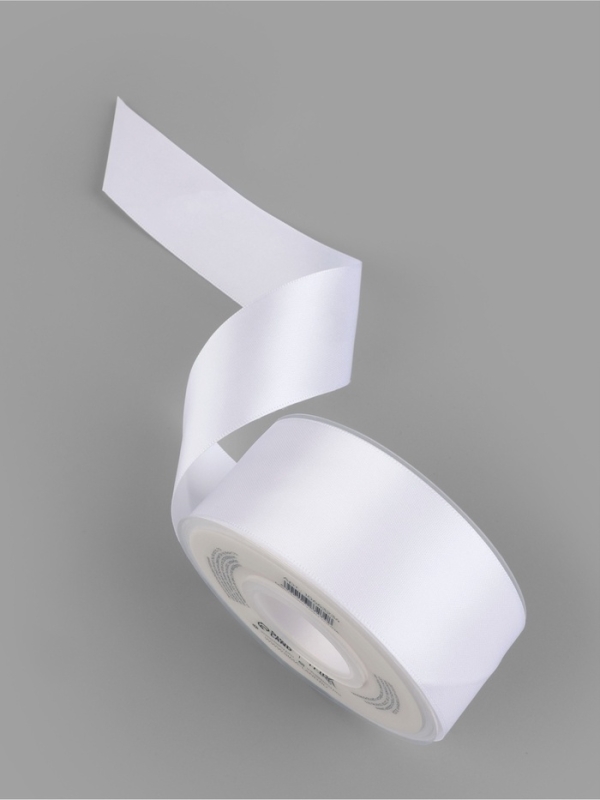 Лента атласная двухсторонняя №0029 38мм*25&plusmn;1м белый TR