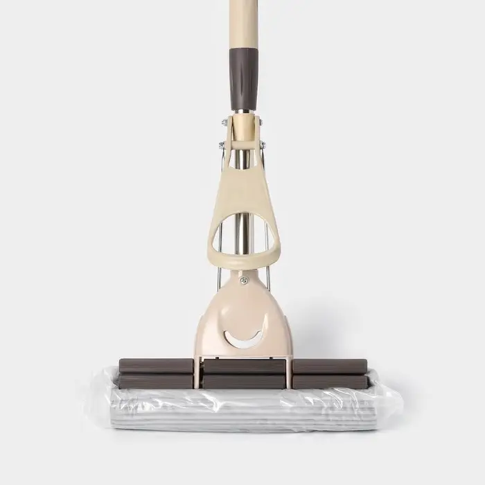 Швабра для мытья пола PVA с двойным роликовым отжимом Доляна, стальной телескоп черенок 28&times;6&times;106(130) см