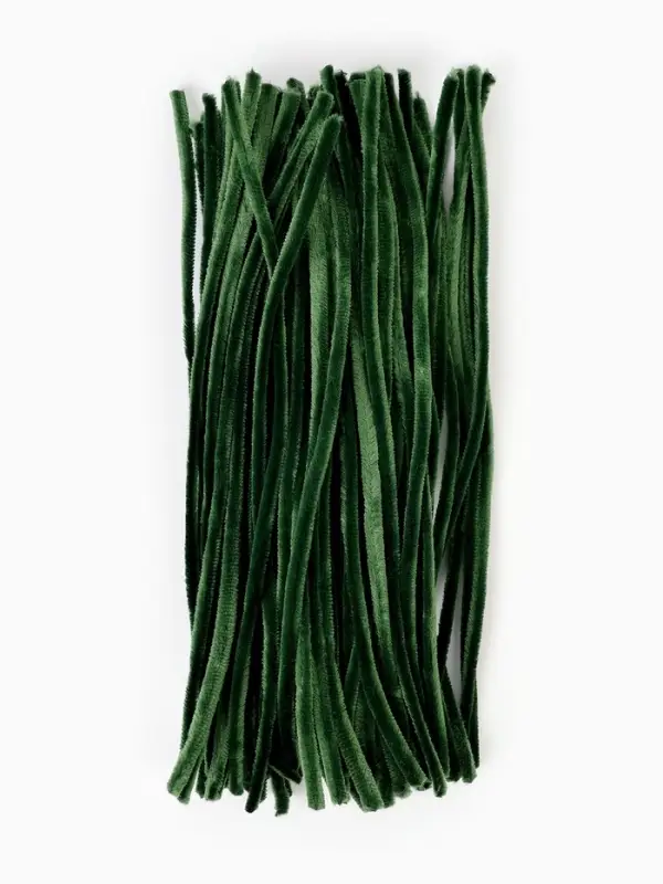 Синельная проволока, набор 100 шт, размер 1 шт 30х0,8 см, цвет зелёный