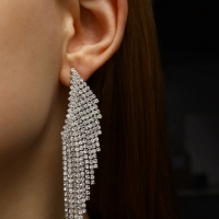 Серьги висячие со стразами &laquo;Вечное сияние&raquo; крылья, цвет белый в серебре