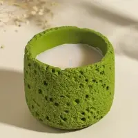 Свеча в вулканическом подсвечнике "Лава" зелёная 8,5х8,5х7,5 см