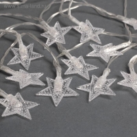 Гирлянда &laquo;Нить&raquo; 3 м с насадками &laquo;Звёзды&raquo;, IP20, прозрачная нить, 20 LED, батарейки AAх3 (нет в комплекте), свечение мульти