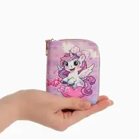 Кошелек дет 07-01-01 Июнь2549 единорог, 8,5*2,5*10,5 см, 2 отд+отд/молн, д/карт, розовый