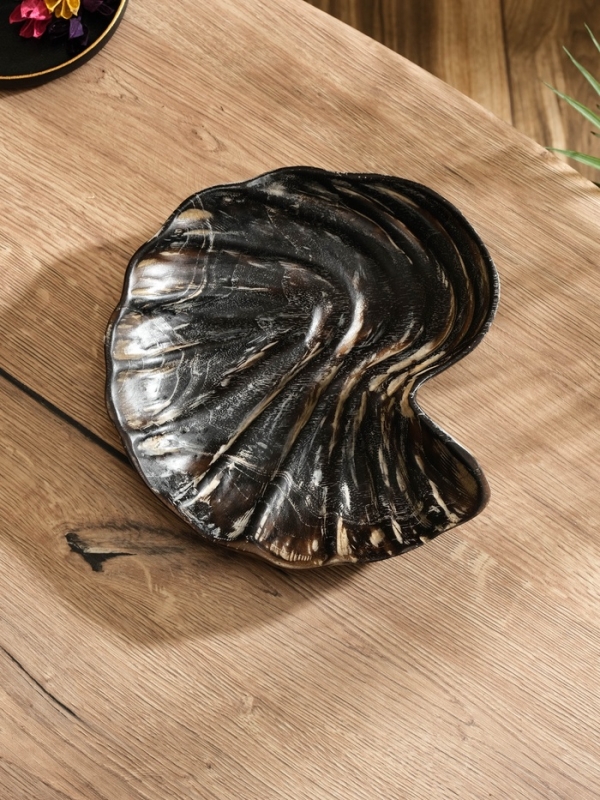 Тарелка "Ракушка" дерево Джати, 26х23х3 см, цв. тёмно-коричневый