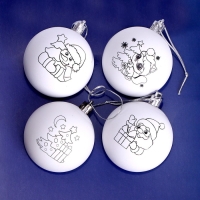 Ёлочные шары под раскраску на новый год &laquo;Счастья в Новом году&raquo;, 4 шт, новогодний набор для творчества