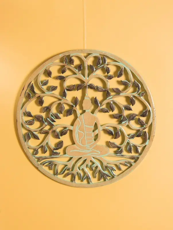 Панно " Медитация" МДФ, 40х40х1 см, цв. бежево-бирюзовый