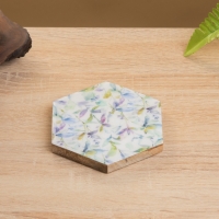 Подставка под горячее (набор 4 шт) "Оттенки сирени" дерево манго 15х13х5 см