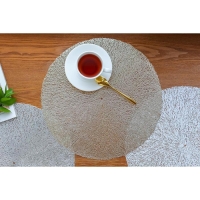 Набор салфеток сервировочных на стол Доляна &laquo;Соломка&raquo;, d=38 см, 4 шт, цвет золото