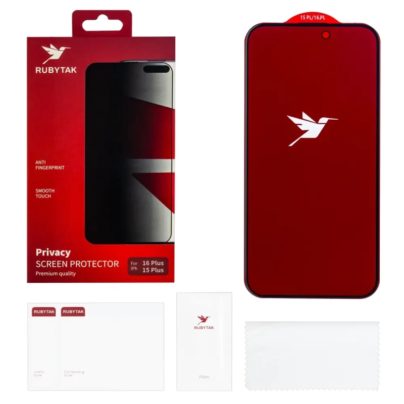 Защитное стекло RUBYTAK Privacy iPhone 15 Plus/16 Plus