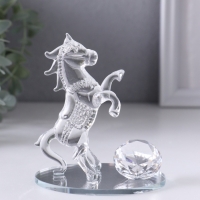Сувенир стекло "Конь на дыбах, с бриллиантом" 8,5х6х9,5 см