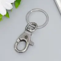 Брелок металл "Карабин с плоским кольцом" серебро 3х7,5 см