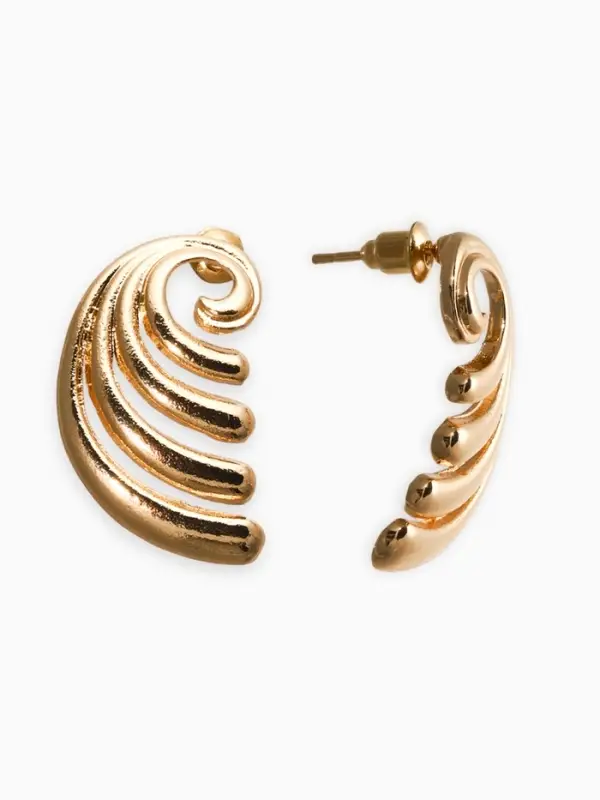 Серьги металл &laquo;Волна&raquo;, цвет золото