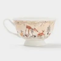 Чайная пара новогодняя &laquo;Лесное чудо&raquo;, 2 предмета: чашка 180 мл, блюдце d=15 см, керамика, подарочная упаковка, бежевая