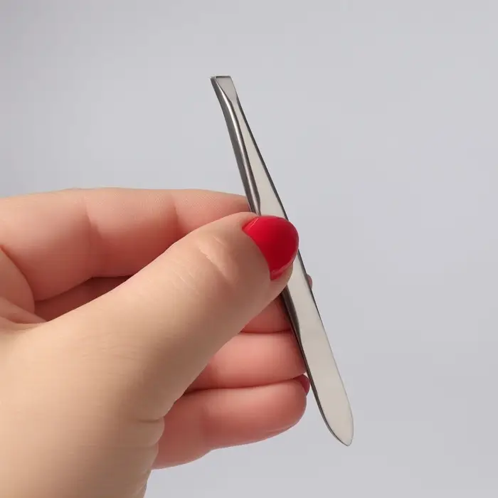 Пинцет для бровей и ресниц, со скошенным краем, узкий, 9 см