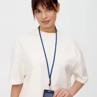 Шнурок для бейджа Tube Metal, синий