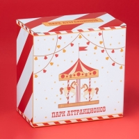 Новогодняя чайная пара Доляна &laquo;Парк аттракционов&raquo;, 2 предмета: чашка, блюдце, фарфор, цвет белый