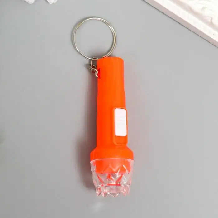 Фонарик брелок для ключей на кольце &laquo;Фигурный край&raquo;, горит, 6.7&times;2&times;2 см, МИКС