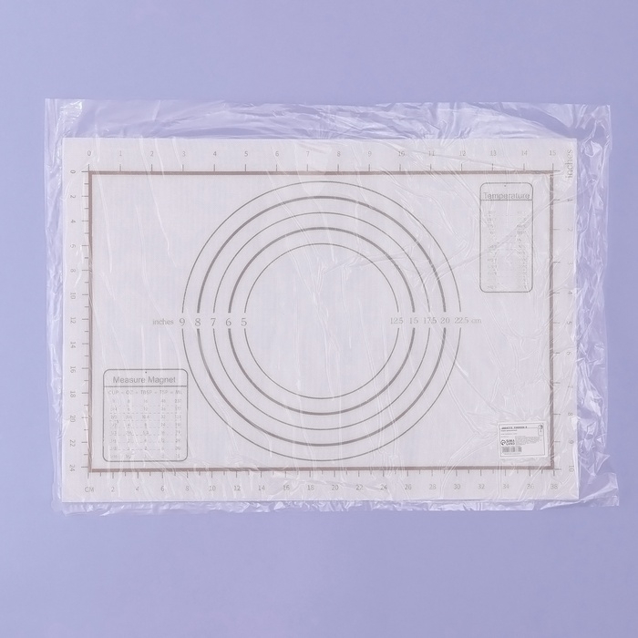 Коврик для выпечки и раскатки теста с разметкой, армированный, силикон, 42&times;29,5 см, белый