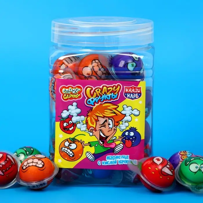 Мармелад с кислой начинкой &laquo;Crazy Фрукты&raquo;, ассорти, 10 г