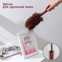 Щётка для удаления пыли Доляна &laquo;Антистатик&raquo;, 29 см, с подставкой на присоске, микрофибра, цвет коричневый