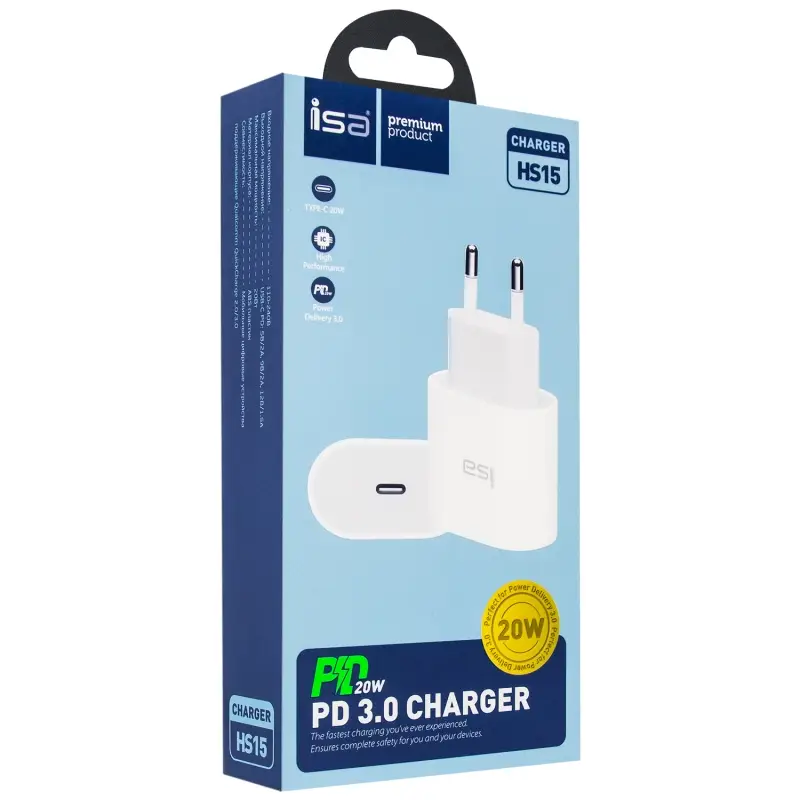 Переходник СЗУ HS15 на Type-C PD20W ISA белый