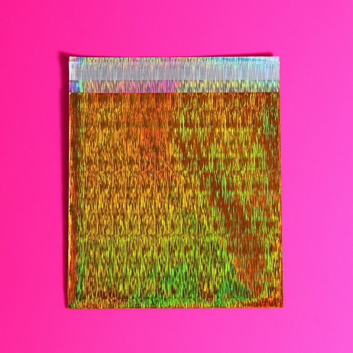 Пакет подарочный голографический с липкой лентой, "Звездное небо", 10x10+2 см набор 5шт