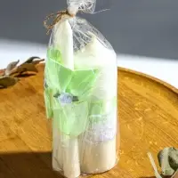 Свечи свадебные "Пышный" набор 3 шт (16 см + 2 шт по 18 см), мятный