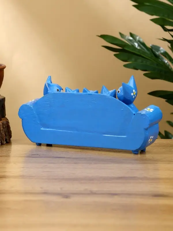 Сувенир "Кошачье семейство" дерево 20х5х10 см, цв. синий