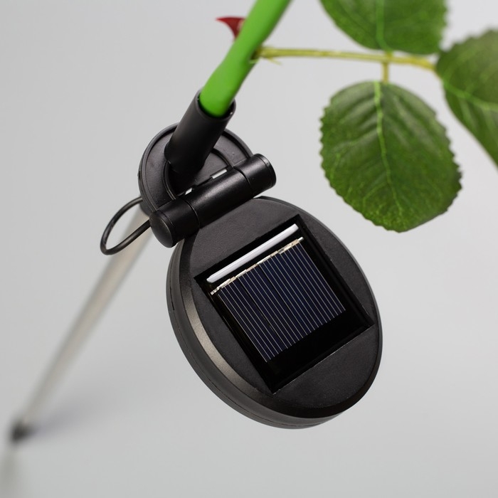 Садовый светильник на солнечной батарее &laquo;Роза красная&raquo;, 75 см, 5 LED, свечение белое