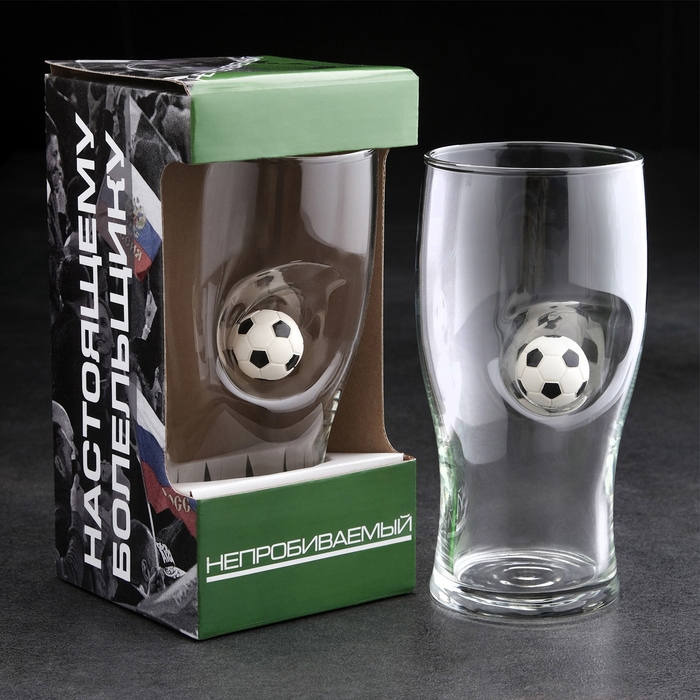 Бокал "Непробиваемый", с футбольным  мячом, для пива , 500 мл
